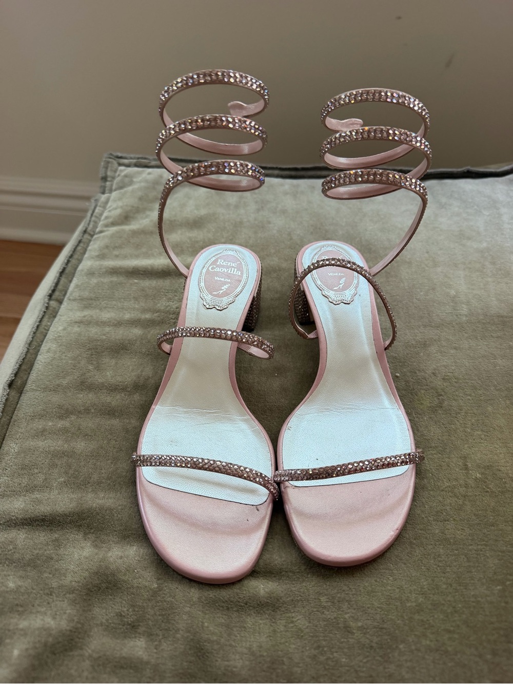 Rene Caovilla Pink Satin / Vintage Rose Strass CLEO Box Label
